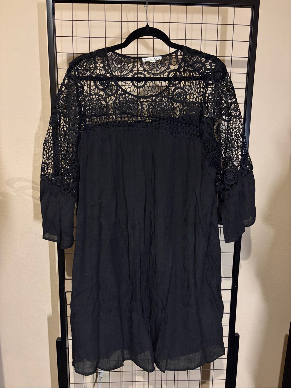 Indigo Rose 2x Women’s Black Crochet Yoke Dress